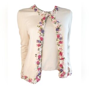 °$3,550 OSCAR DE LA RENTA CASHM SILK EXCLU. EMBR KNIT CARDIGAN TOP TWIN SET S